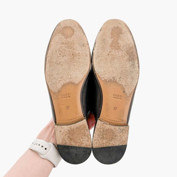 Gucci Princetown Horsebit Loafer Mule EU 37 US 7 Black Leather Buckle Slip On - Picture 9 of 11